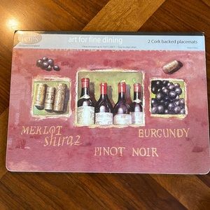 SET OF 2 CORK BACKED PLACEMATS - WINE THEME!